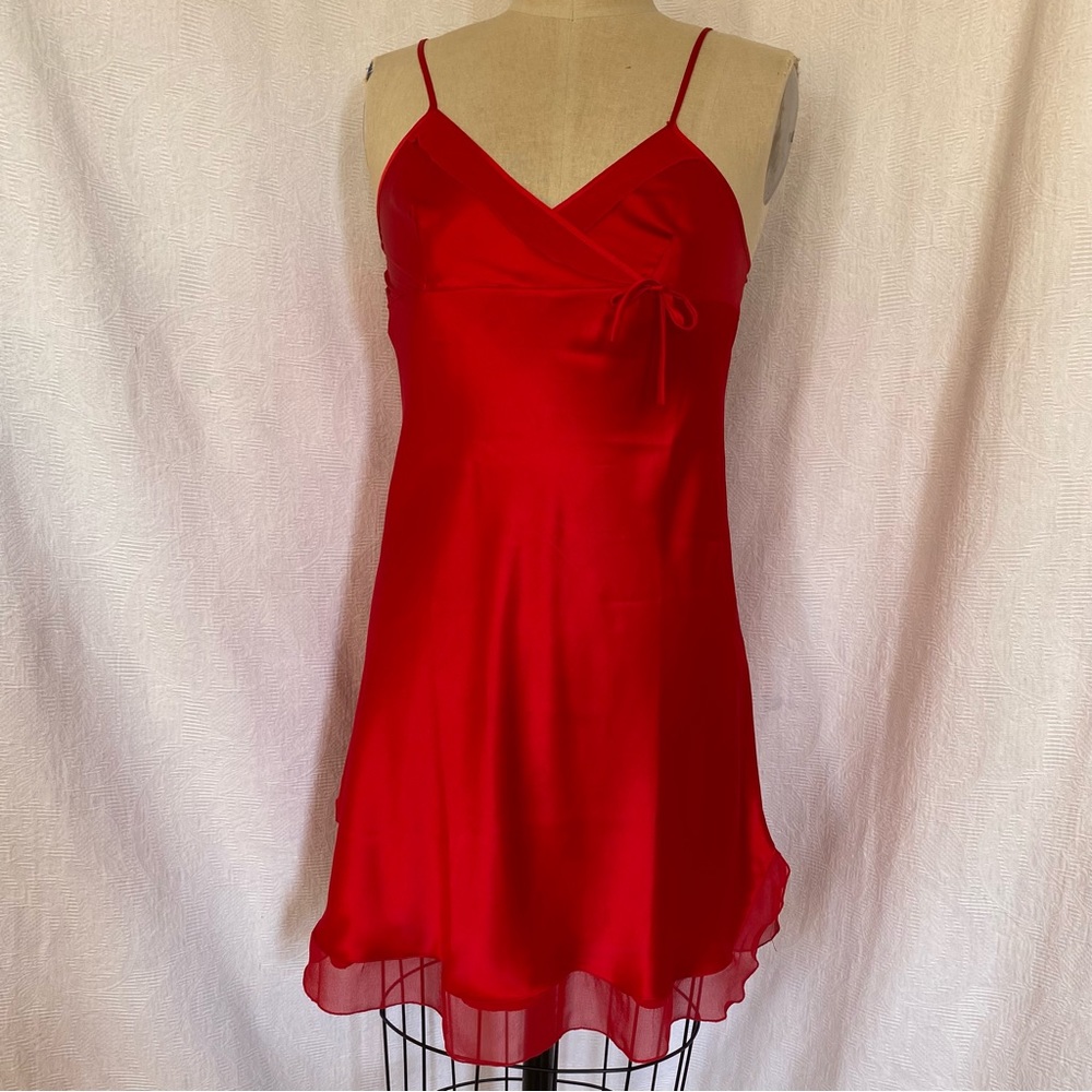 Pure silk satin red chemise